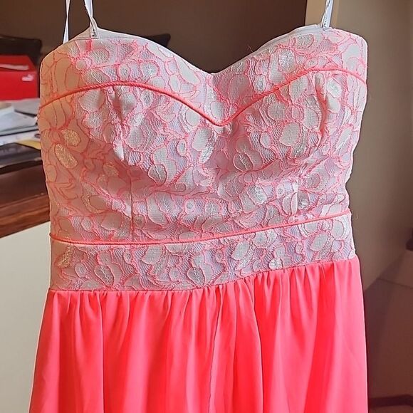 Hot Pink B. DARLIN Shear & Lacy Short Dress - Picture 8 of 10